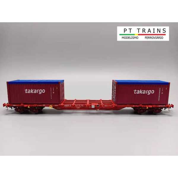 919001 Vagão Sgnss Takargo com 2 contentores 20' Esc H0