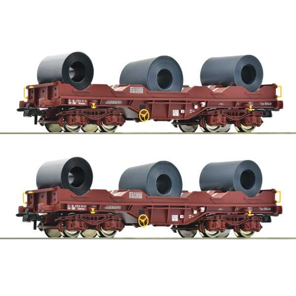 76338 Conjunto de 2 peças: Vagões para transporte de bobinas, SNCB Esc H0