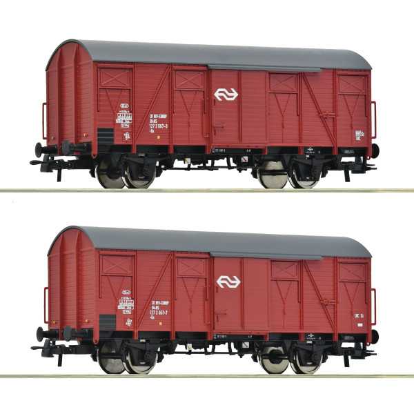 6600151 Conjunto de 2 peças: Vagão de mercadorias fechado, NS Esc H0