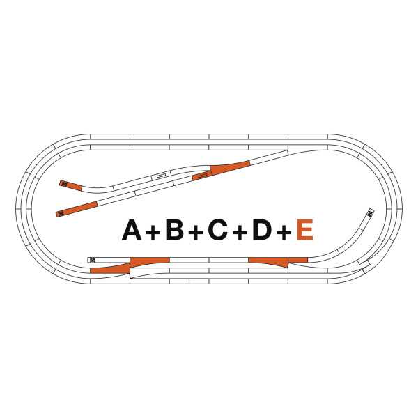 42013 - 42023 Conjunto de carris set E com balastro borracha Esc H0